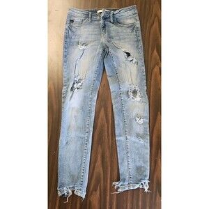 KanCan Jeans Women's 27 Light Blue Denim Skinny Distressed VBK1366AA